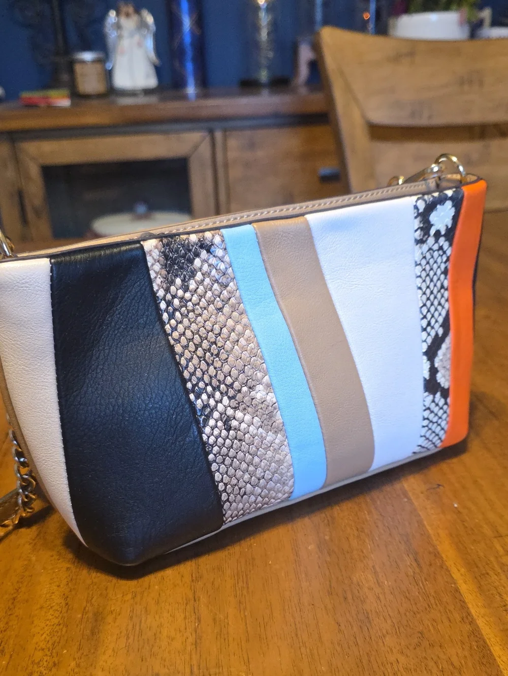 MichaelAA NWT Colorblock Snake-Print Crossbody Bag in Multicolor